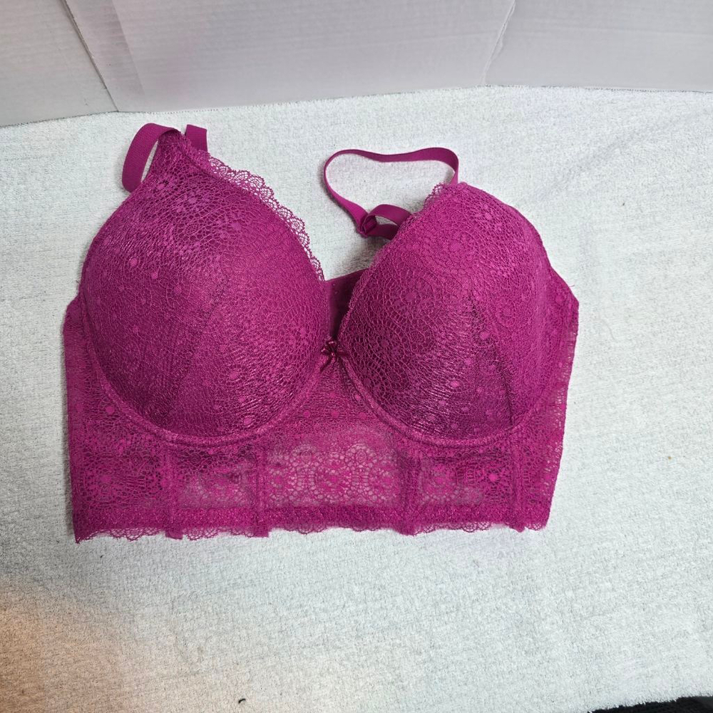 Women's Unbranded Pink Lace Longline Bra 36DD